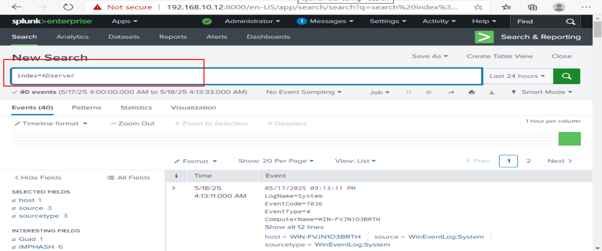 Splunk AD Server Logs Screenshot 3